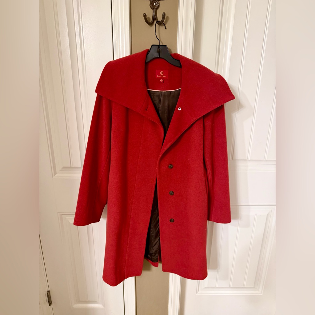 Vintage Cole Haan Orange Red Wool Coat